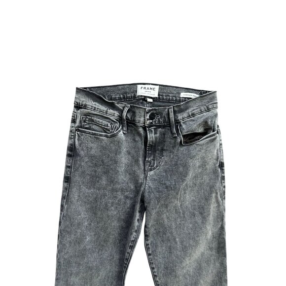 FRAME Black Gray Wash Le Skinny de Jeanne Frayed Ankle  Jeans Size 27 - Picture 7 of 8